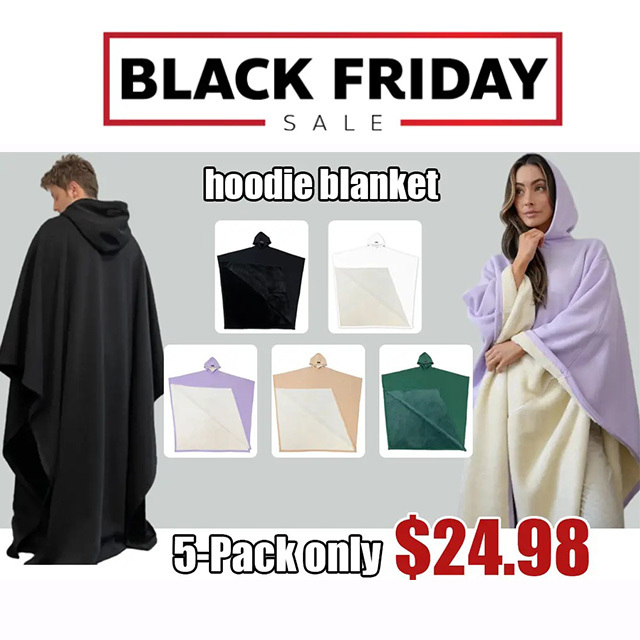 🎉Black Friday Sale - Solid Color sided Fleece Hoodie Blanket