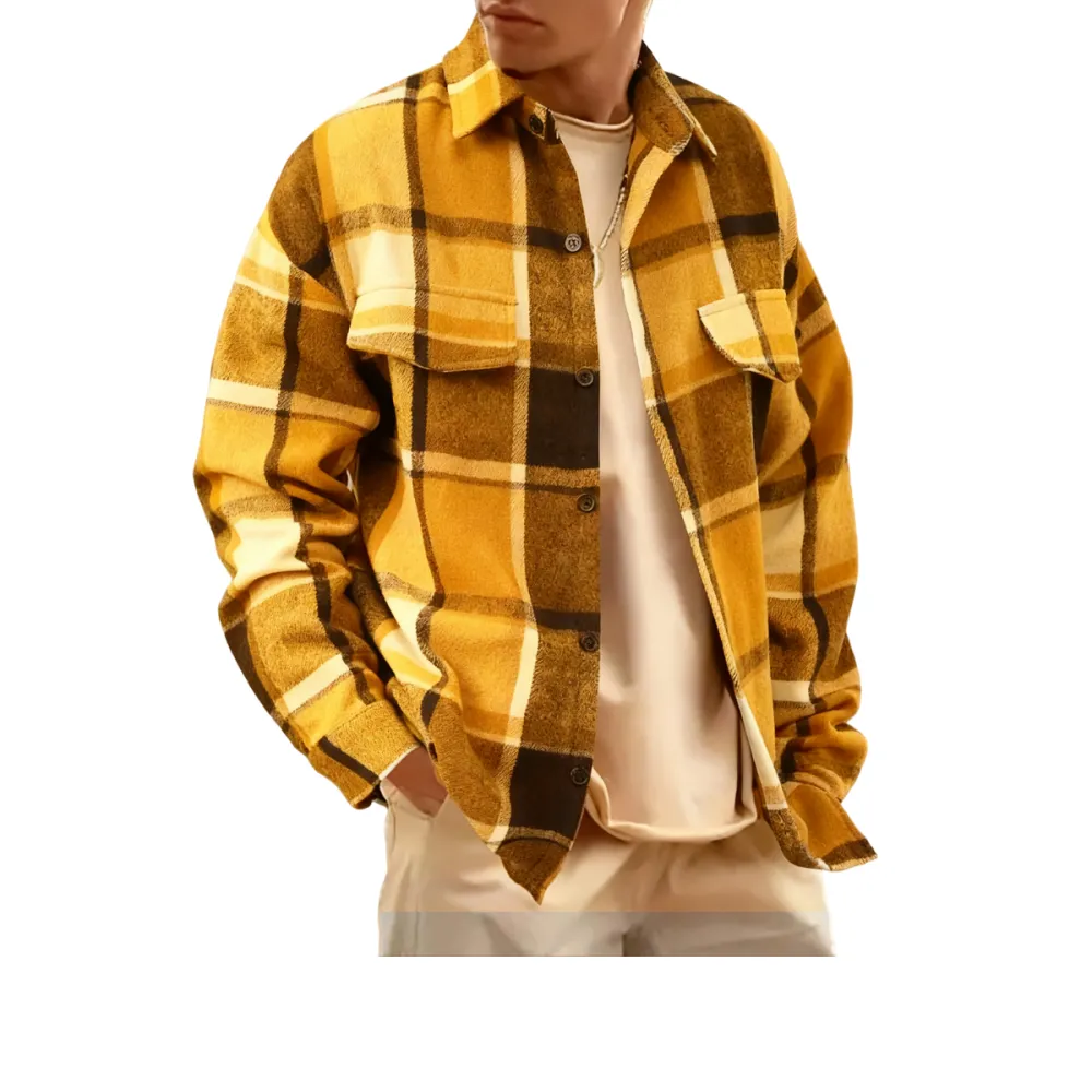 Men's Casual Loose-Fit Plaid Shirt