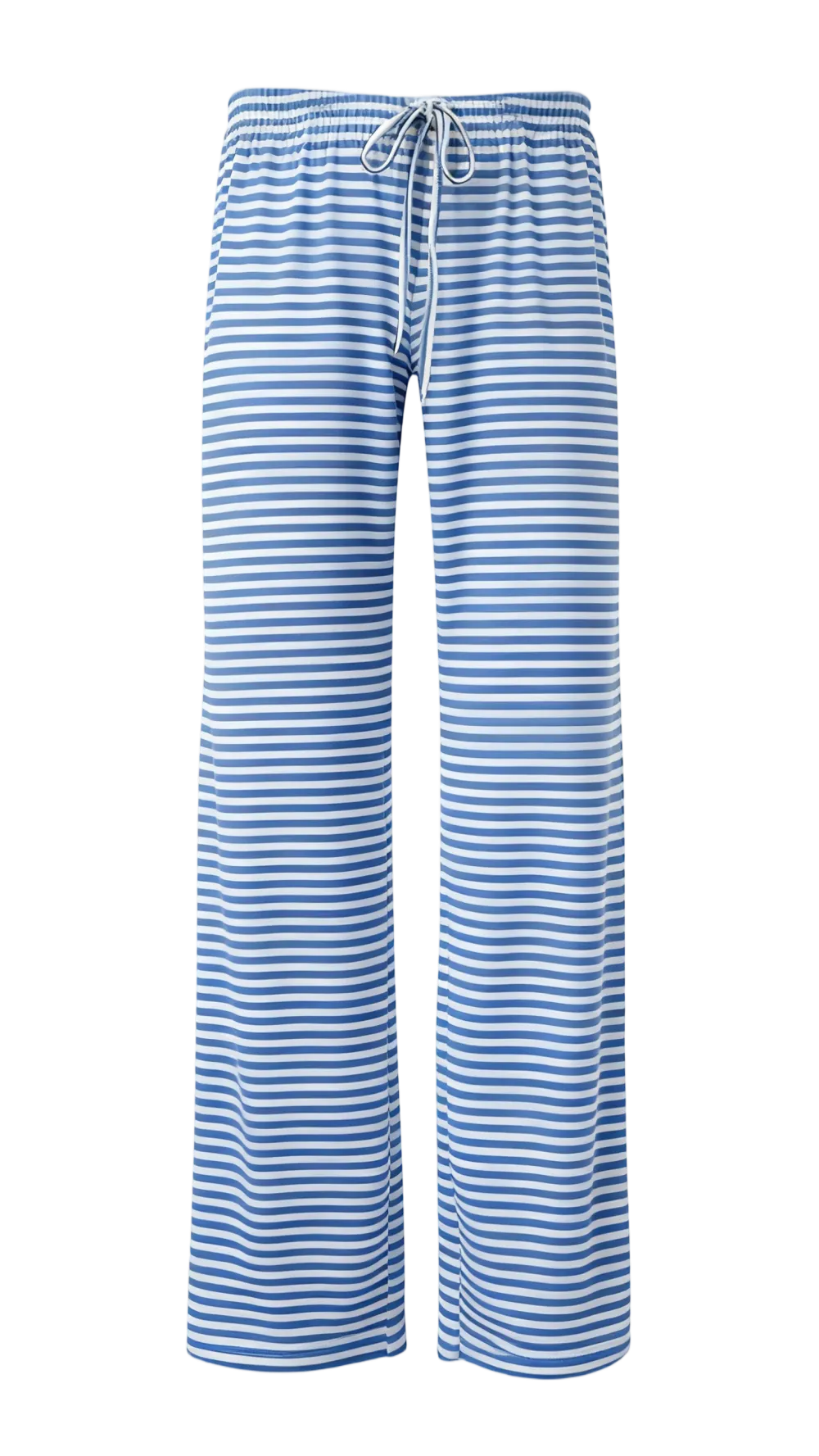Women's Striped Print Drawstring Waist Straight Leg Pants