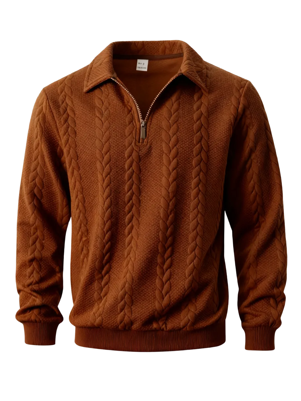 Men's Cable-Knit Polo Collar Half-Zip Sweater