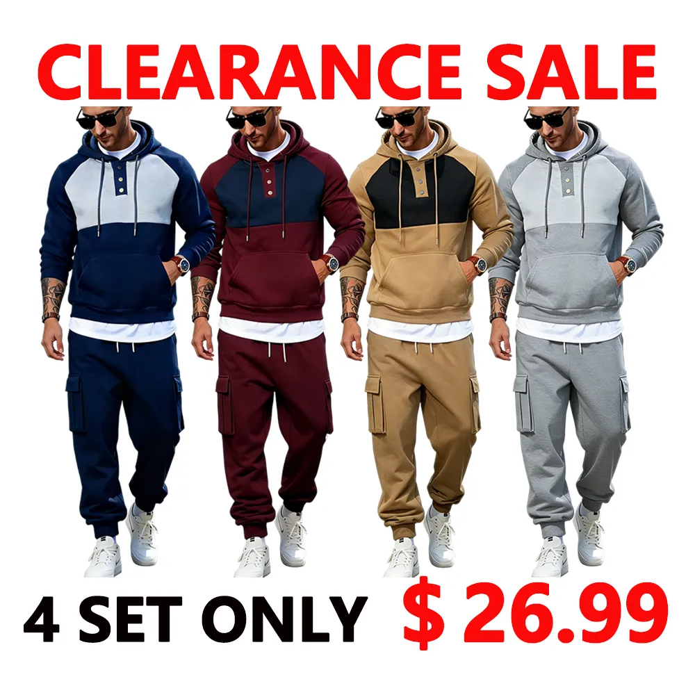 🔥Clearance sale!Men's Winter Fleece-Lined loose Casual Workwear Outfit with Multi-Pocket Jacket & Pants