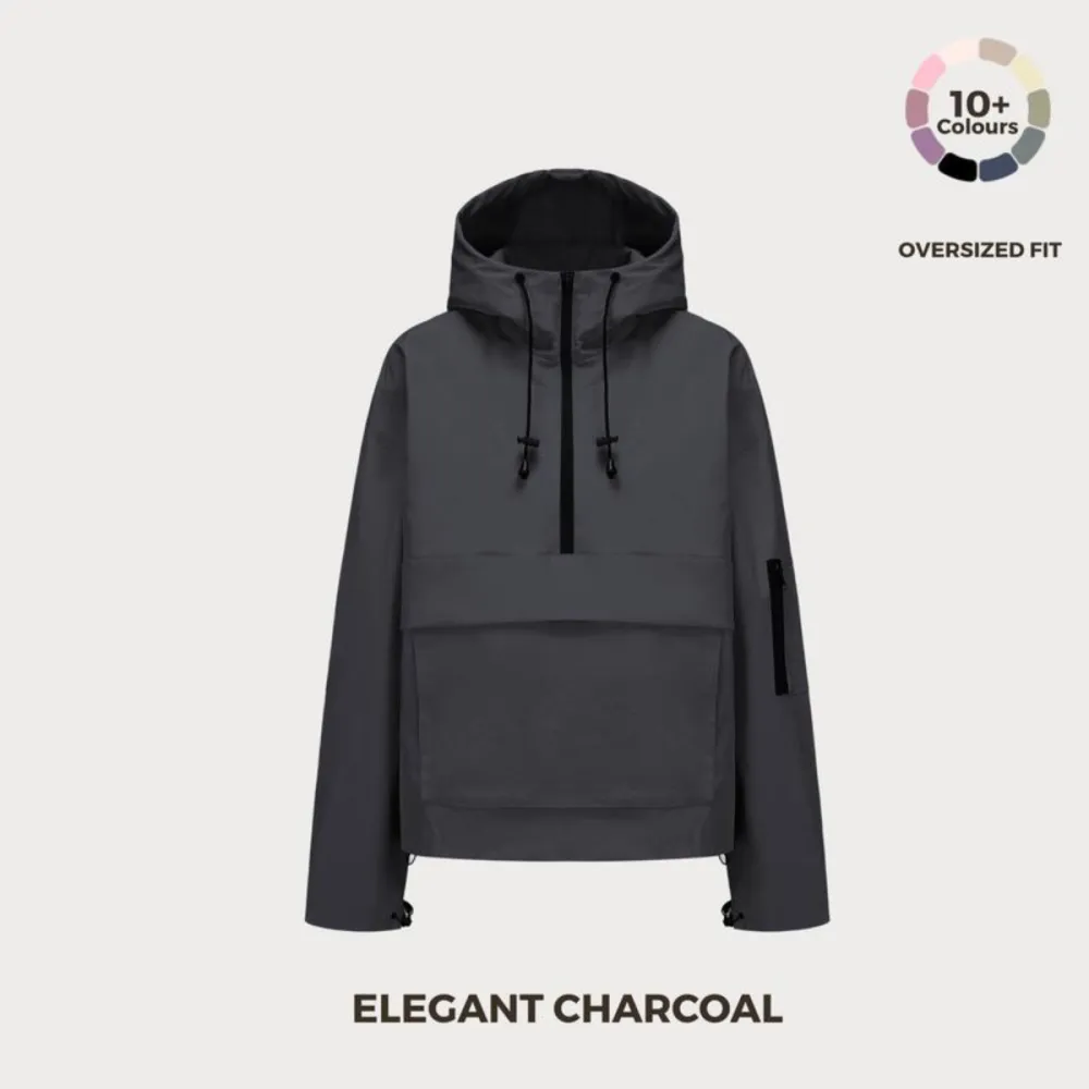 Women's Waterproof Fall Half-Zip Oversized Hoodie Jacket