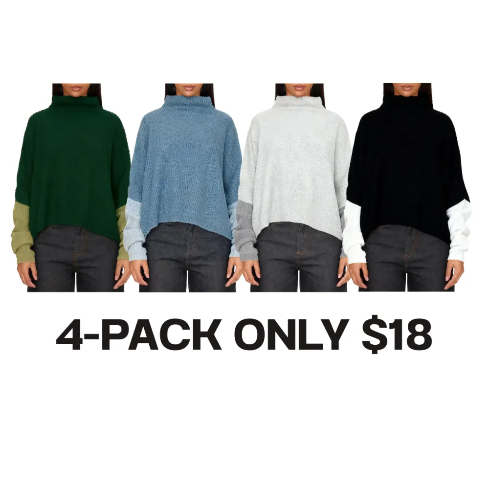 Women's Oversized Color Block Knit Sweater