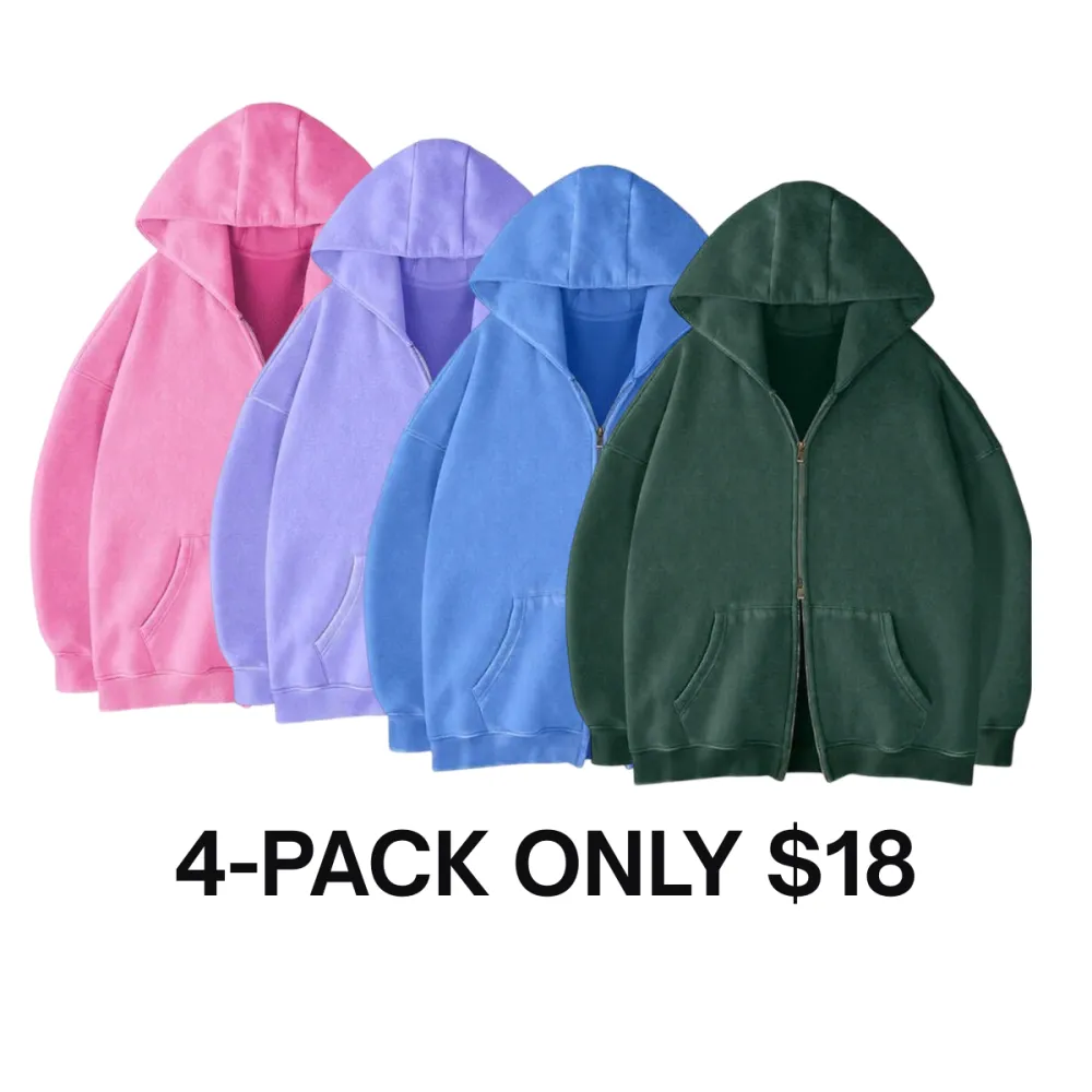 Women’s Washed Heavyweight Double Zipper Hoodie