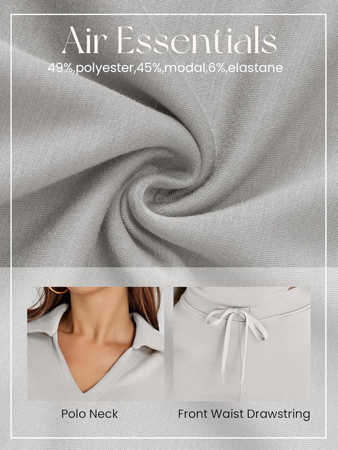 Women's 2 Piece Sets Outfits Casual Long Sleeve Sweatsuits Polo Top and Wide Leg Pants Matching Sets