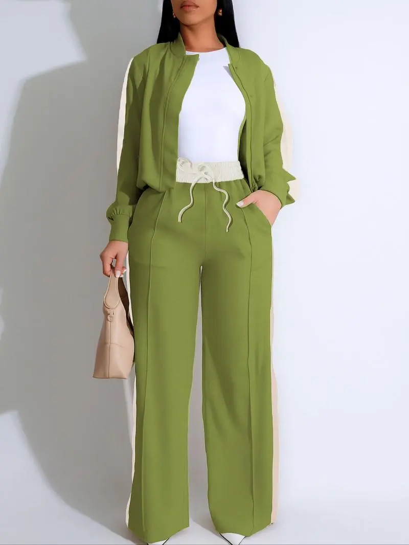 🔥Last Day Promotion🔥Women's Patchwork Top & Wide Leg Pants Set