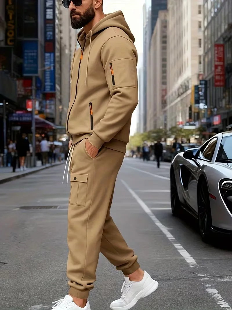🔥Clearance sale!Men's Winter Fleece-Lined loose Casual Workwear Outfit with Multi-Pocket Jacket & Pants