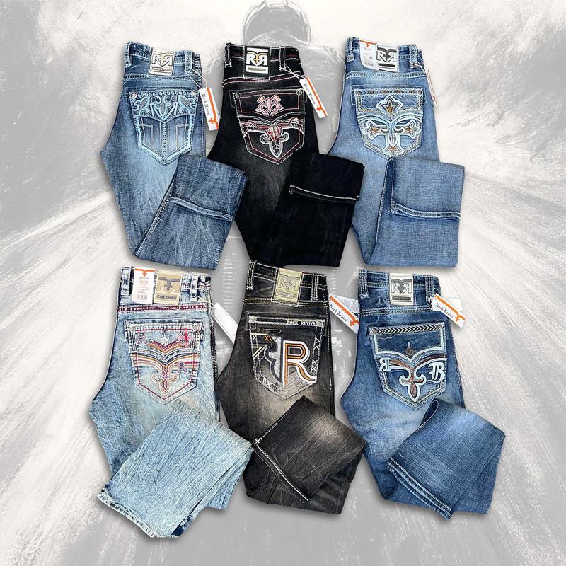 Clearance sale!Men’s Biker Jeans – Rider-Inspired Fit with Signature Embroidered Pockets & Y2K Style
