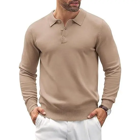 🔥Last Day Promotion🔥Men's Long Sleeve Knit Polo Shirt