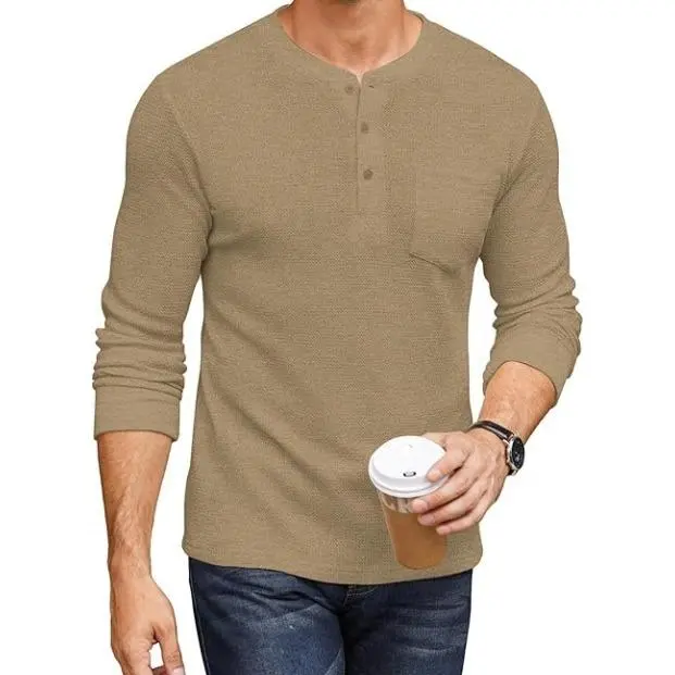 Men's Long Sleeve Waffle Henley Shirt