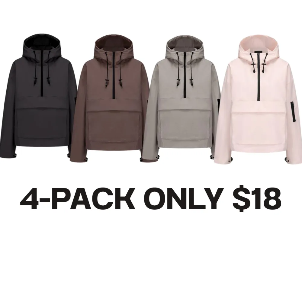 Women's Waterproof Fall Half-Zip Oversized Hoodie Jacket