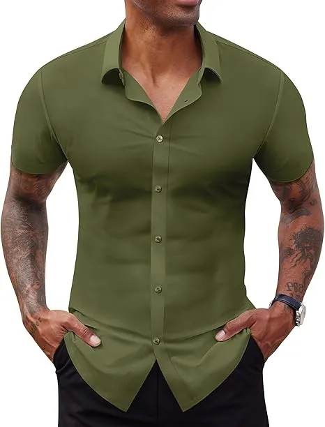 Men’s Short Sleeve Stretch Dress Shirt