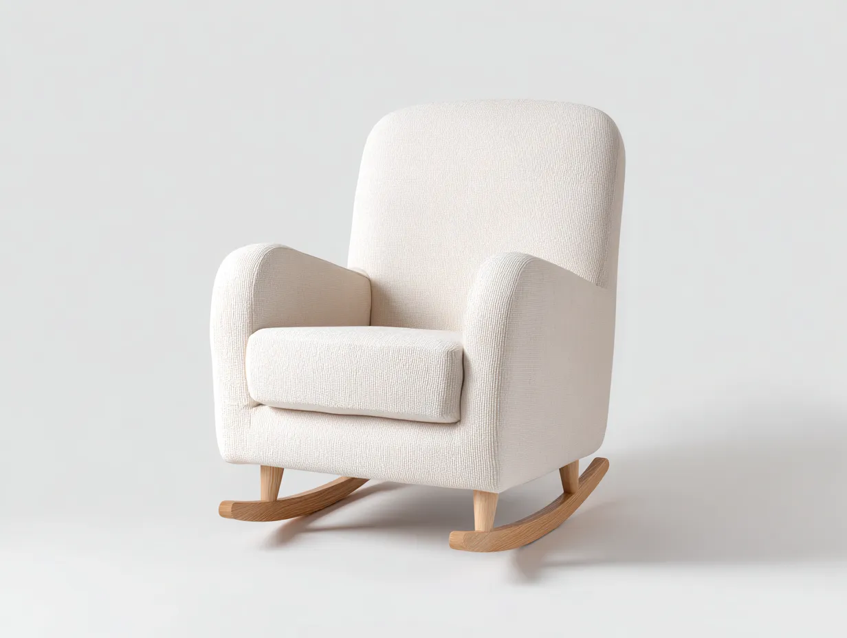 Fauteuil à bascule 72×88×101 cm - tissu beige et bois - style contemporain pour salon-Dosolvaroom