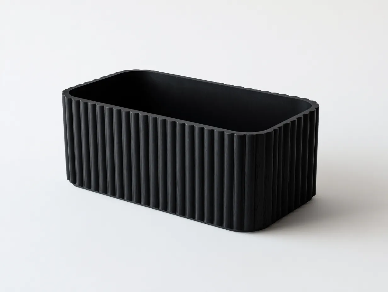 Pot à fleurs balcon 120×40×45 cm – jardinière noire en fibre composite – design moderne extérieur-Dosolvaroom