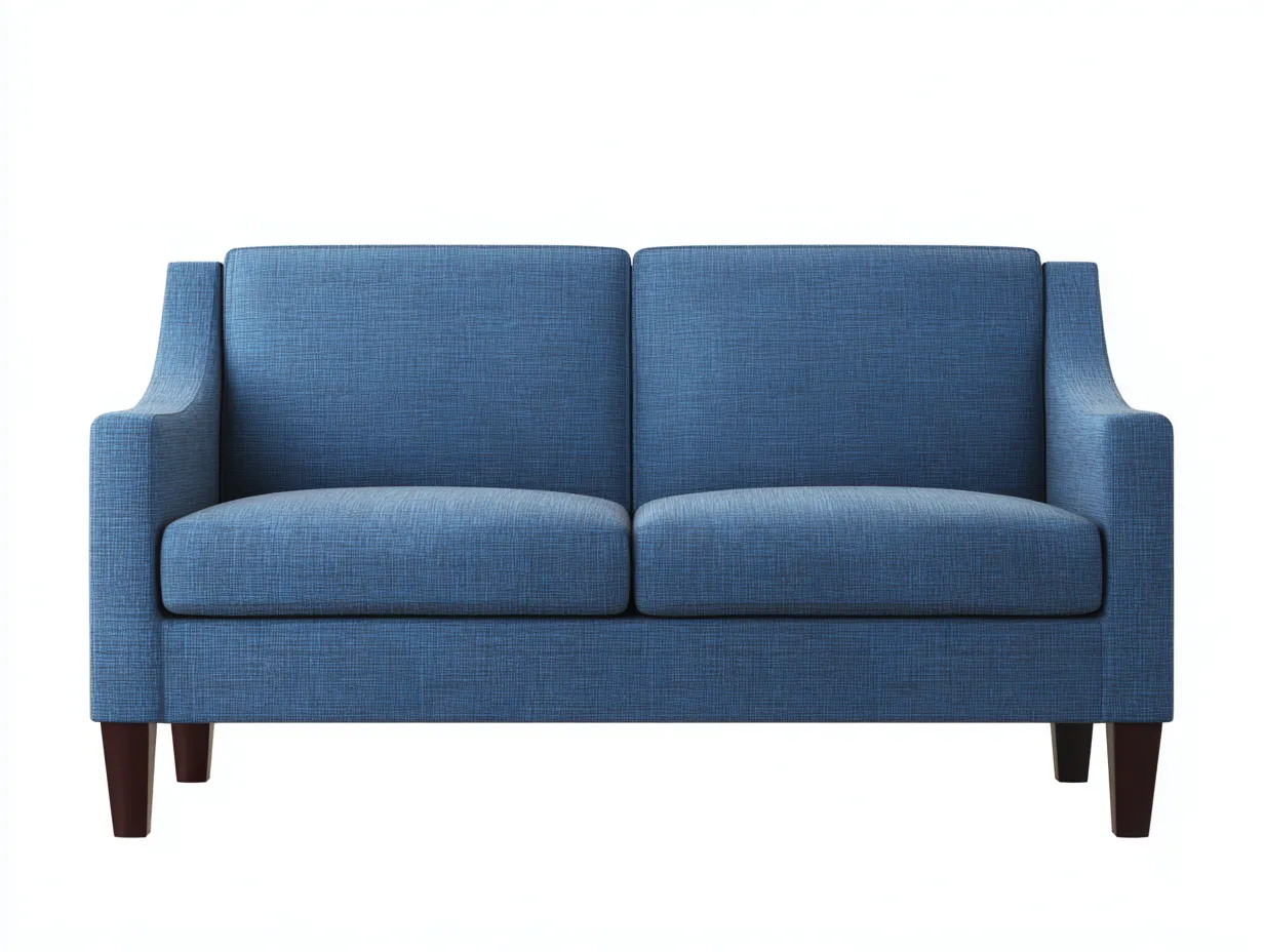 Canapé 2 places en tissu 205×88×84 cm - bleu et bois foncé - salon style contemporain capitonné-Dosolvaroom