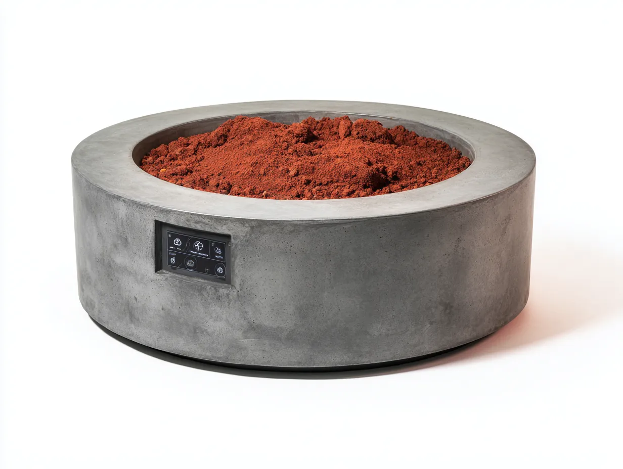 Brasero de jardin balcon 85×85×30 cm – brasero rond gris en composite effet béton – design extérieur contemporain-Dosolvaroom