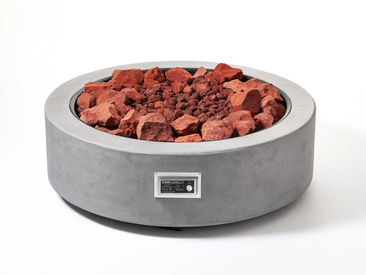 Brasero de jardin 110×110×40 cm - gris/rouge - foyer circulaire pour terrasse-Dosolvaroom