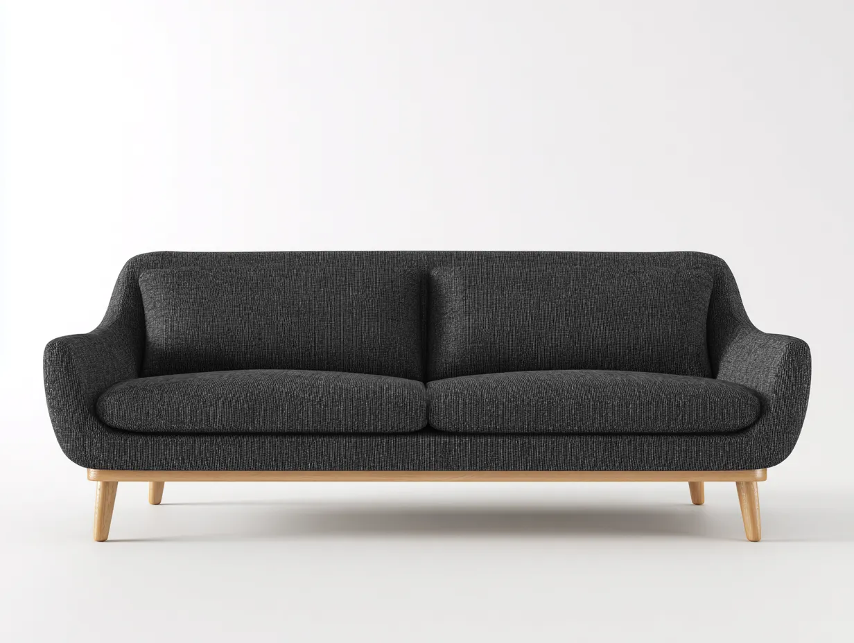 Canapé 2 places 205×88×82 cm - tissu gris foncé et bois naturel - design moderne pour salon-Dosolvaroom