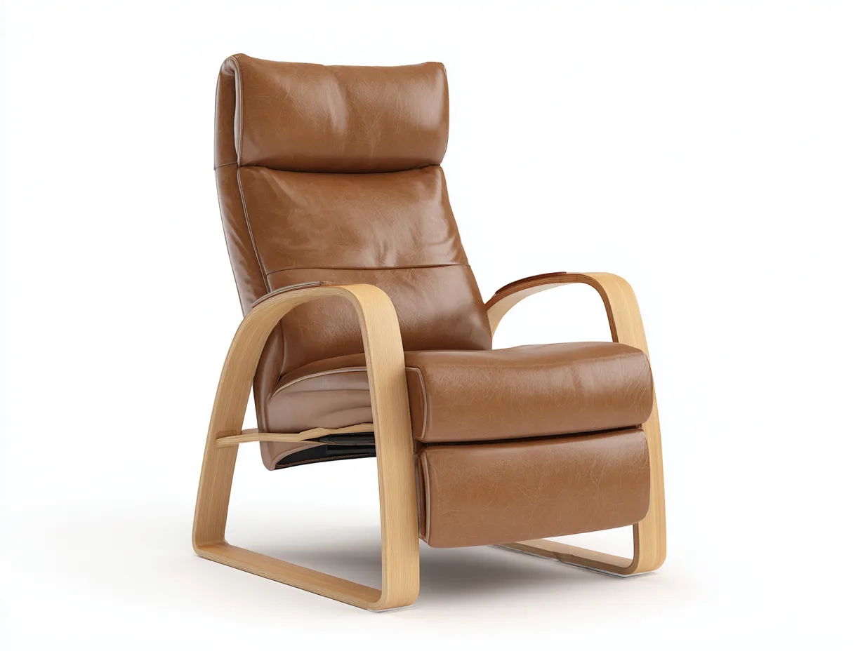 Fauteuil inclinable 76×92×108 cm - revêtement marron et bois - style moderne pour salon-Dosolvaroom