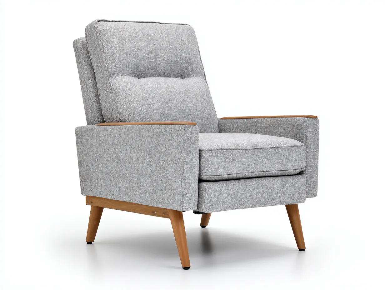 Fauteuil inclinable en tissu 80×88×106 cm - gris clair et bois clair - salon style contemporain-Dosolvaroom