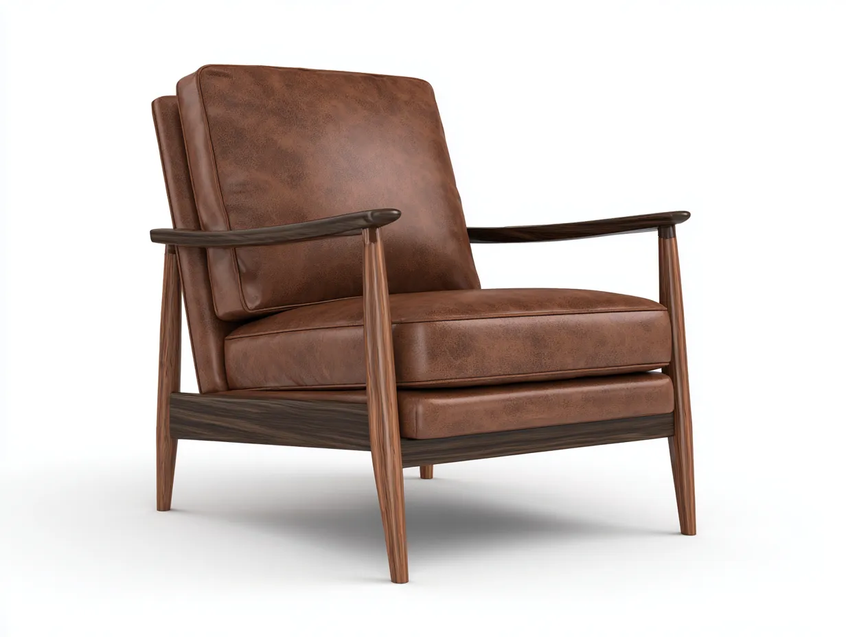 Fauteuil inclinable en revêtement effet cuir et bois 78×83×91 cm - brun - style rétro pour salon-Saronohaus