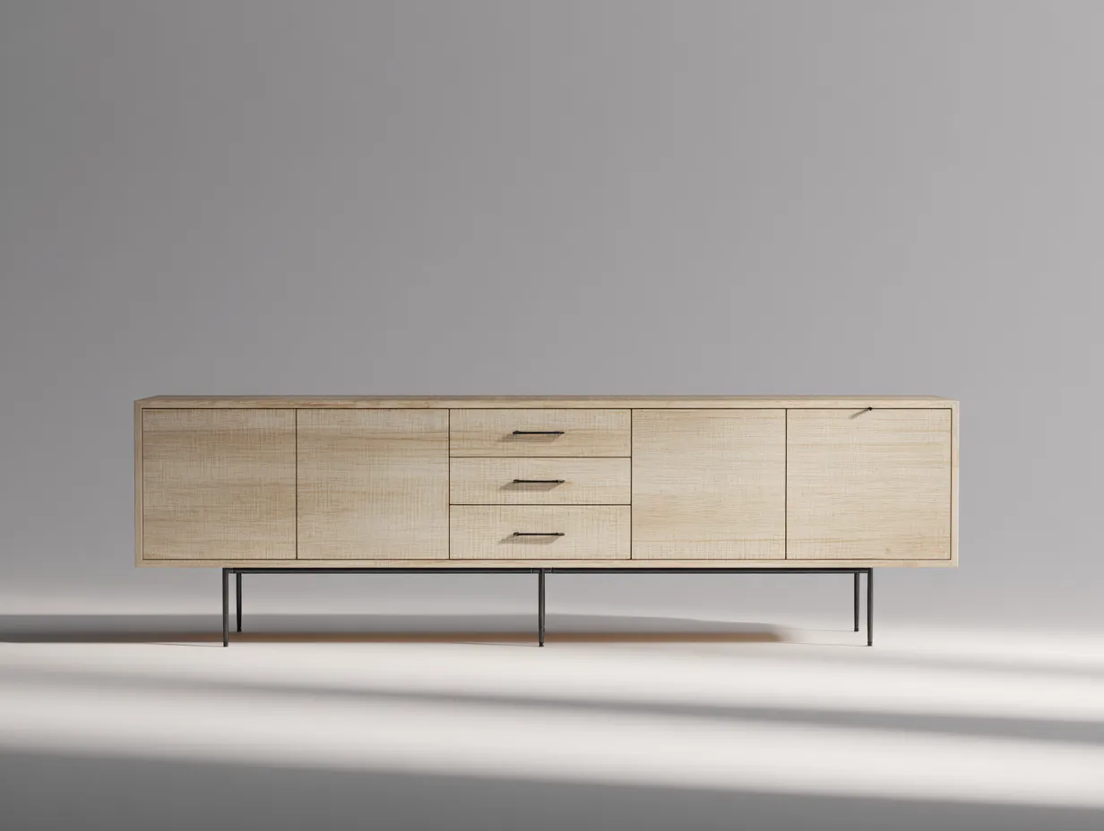 Meuble TV 180×42×58 cm - bois marron et noir - rangement moderne pour salon-Saronohaus