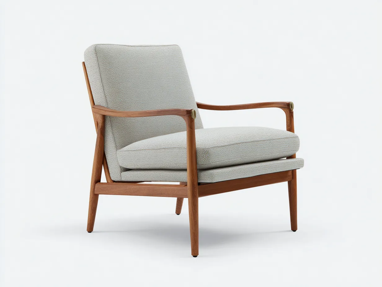 Fauteuil inclinable 78×82×98 cm - tissu beige et bois marron - design rétro pour salon-Saronohaus