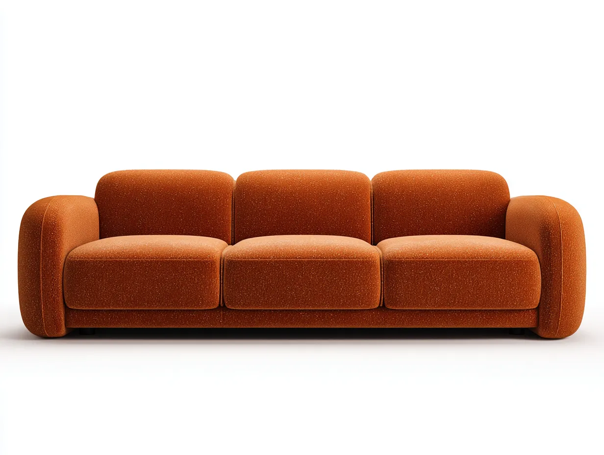 Canapé 3 places 230×92×78 cm – tissu orange terre cuite – style contemporain confortable-Saronohaus