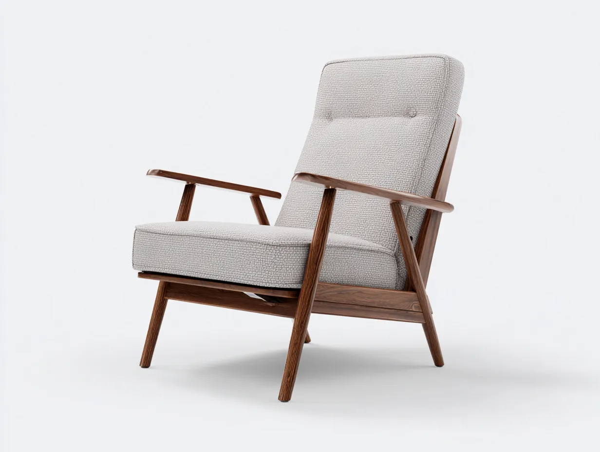 Fauteuil inclinable en tissu 76×84×98 cm - gris clair/brun - style rétro pour salon-Saronohaus