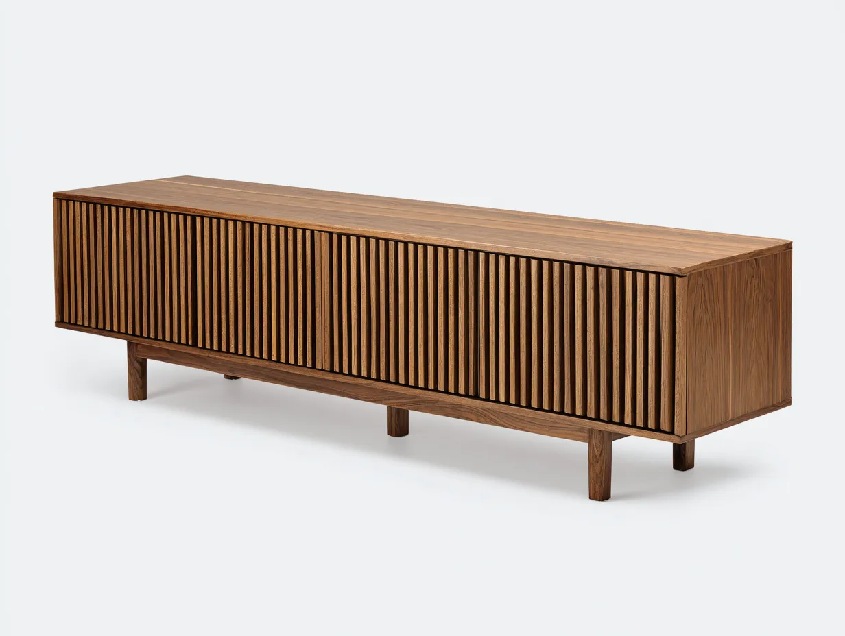 Meuble TV en bois 180×40×55 cm - brun - style ajouré pour salon-Saronohaus