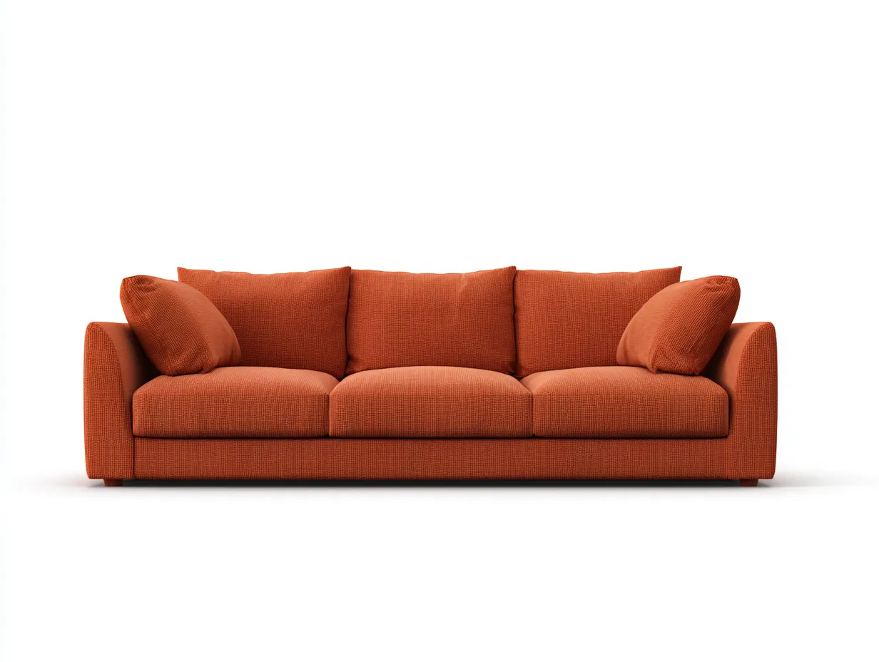 Canapé 3 places 225×90×82 cm - tissu orange - design contemporain pour salon-Saronohaus