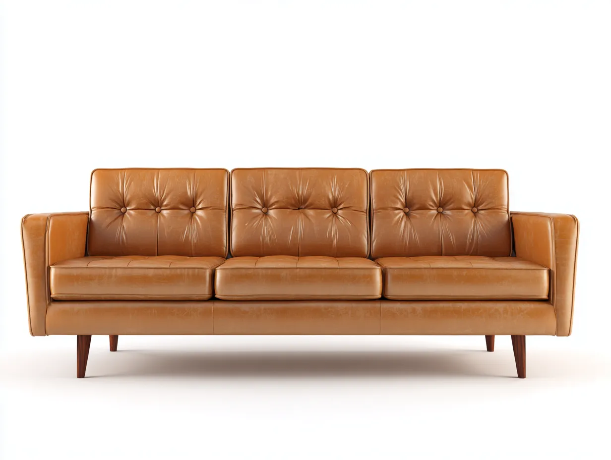 Canapé 3 places 218×88×84 cm - revêtement marron - style rétro pour salon-Saronohaus