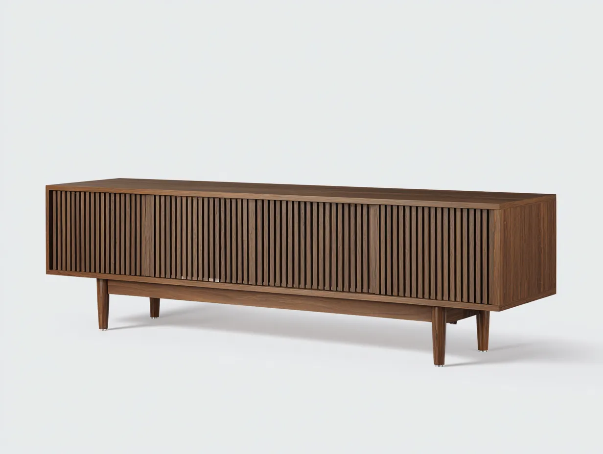 Meuble TV 200×40×55 cm - bois marron et argent - rangement contemporain pour salon-Saronohaus
