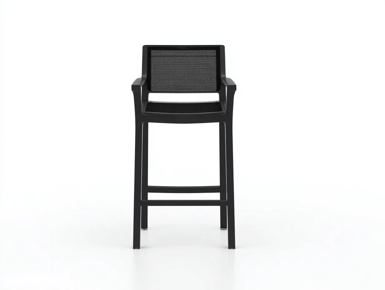 Tabouret de bar 55×55×105 cm - maille noire et structure noire - design avec dossier pour balcon-Saronohaus