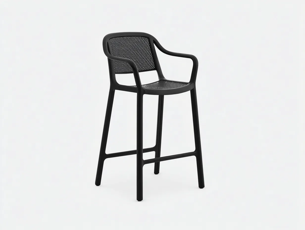Tabouret de bar en polypropylène 56×55×104 cm - noir - style contemporain pour balcon-Saronohaus