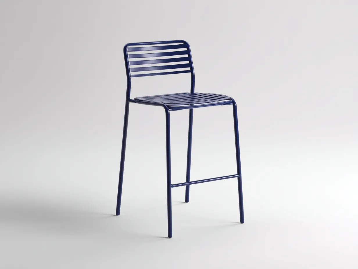 Tabouret de bar 44×50×102 cm – métal bleu foncé – style moderne terrasse-Saronohaus
