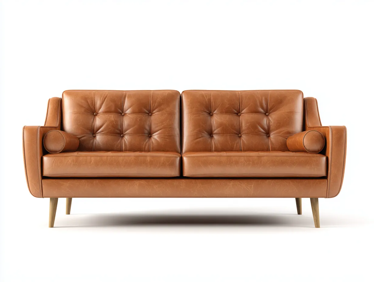 Canapé 3 places en cuir 215×88×86 cm - camel - style rétro pour salon-Saronohaus