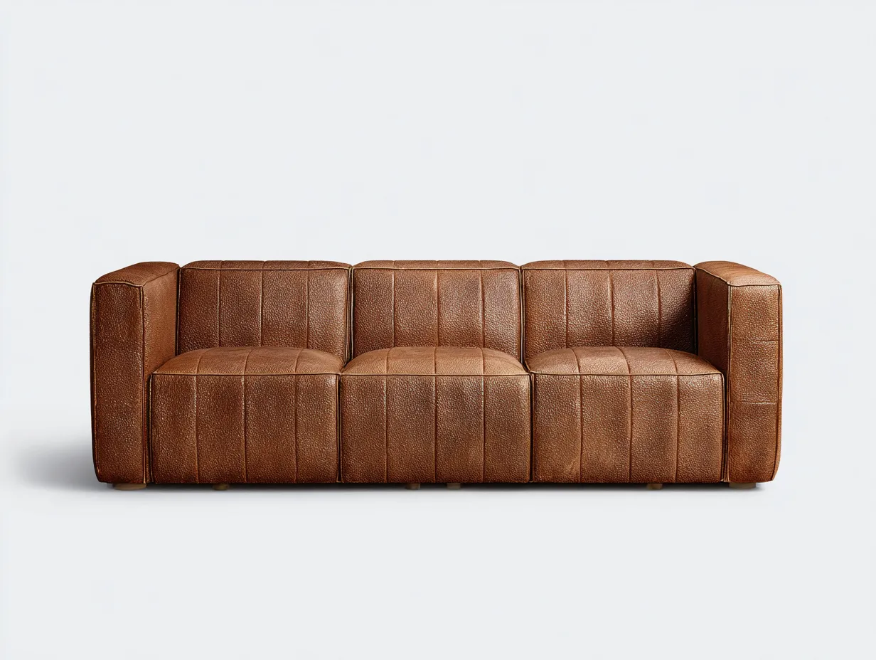 Canapé 3 places 240×95×80 cm – cuir marron – style moderne élégant-Saronohaus