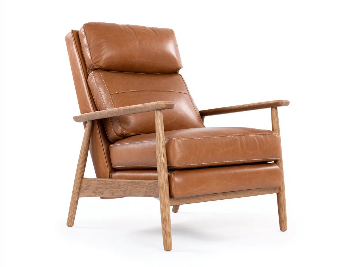 Fauteuil inclinable 82×88×96 cm – cuir marron – design scandinave salon-Kaluxmohome