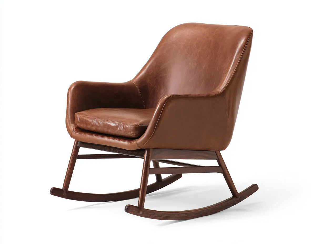 Fauteuil à bascule 79×88×106 cm - tissu beige et bois clair - design enveloppant pour salon-Kaluxmohome