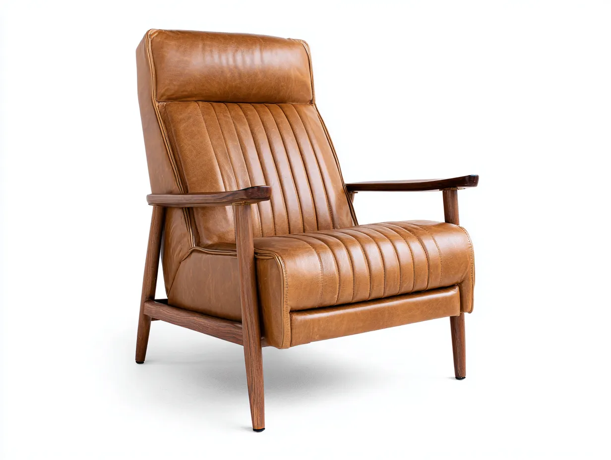 Fauteuil inclinable 86×90×102 cm – cuir camel – style vintage salon-Kaluxmohome