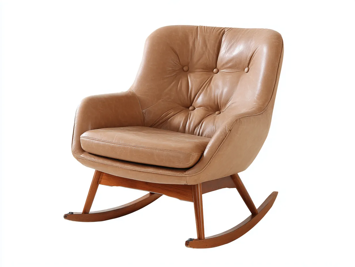 Fauteuil à bascule 84×92×101 cm - revêtement marron et bois marron - design enveloppant pour salon-Kaluxmohome