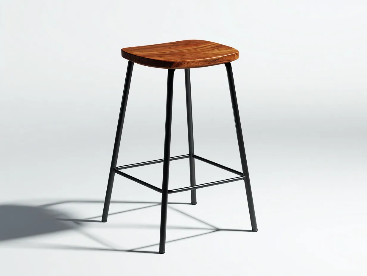 Tabouret de bar en bois et métal 44×42×78 cm - marron et noir - style industriel pour balcon-Kaluxmohome