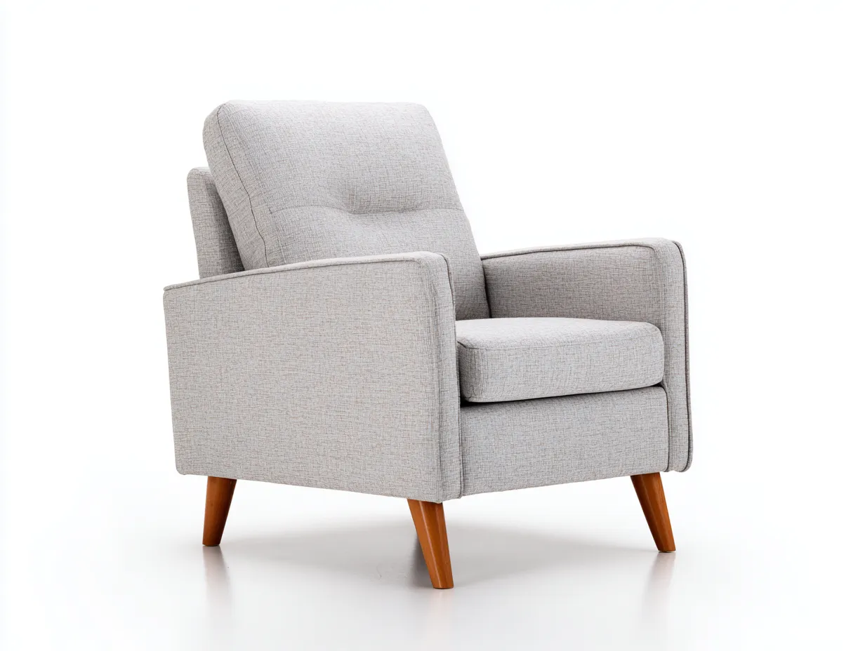 Fauteuil inclinable 84×88×102 cm - tissu gris clair et bois marron - design contemporain pour salon-Kaluxmohome