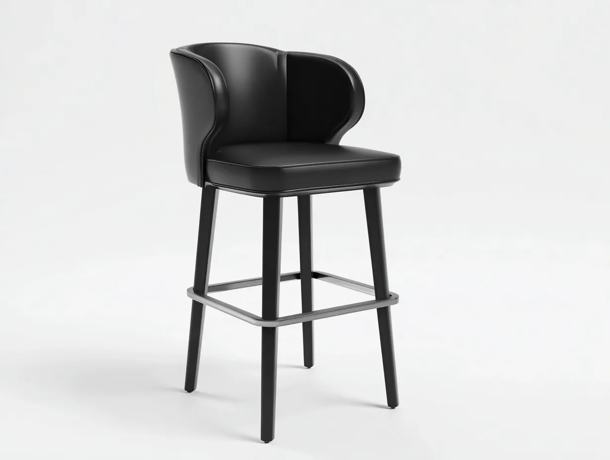 Tabouret de bar 58×56×106 cm - revêtement noir et métal gris - design contemporain pour balcon-Kaluxmohome