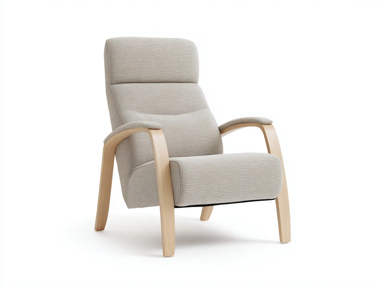 Fauteuil inclinable 78×86×105 cm - tissu beige et bois clair - design scandinave pour salon-Kaluxmohome