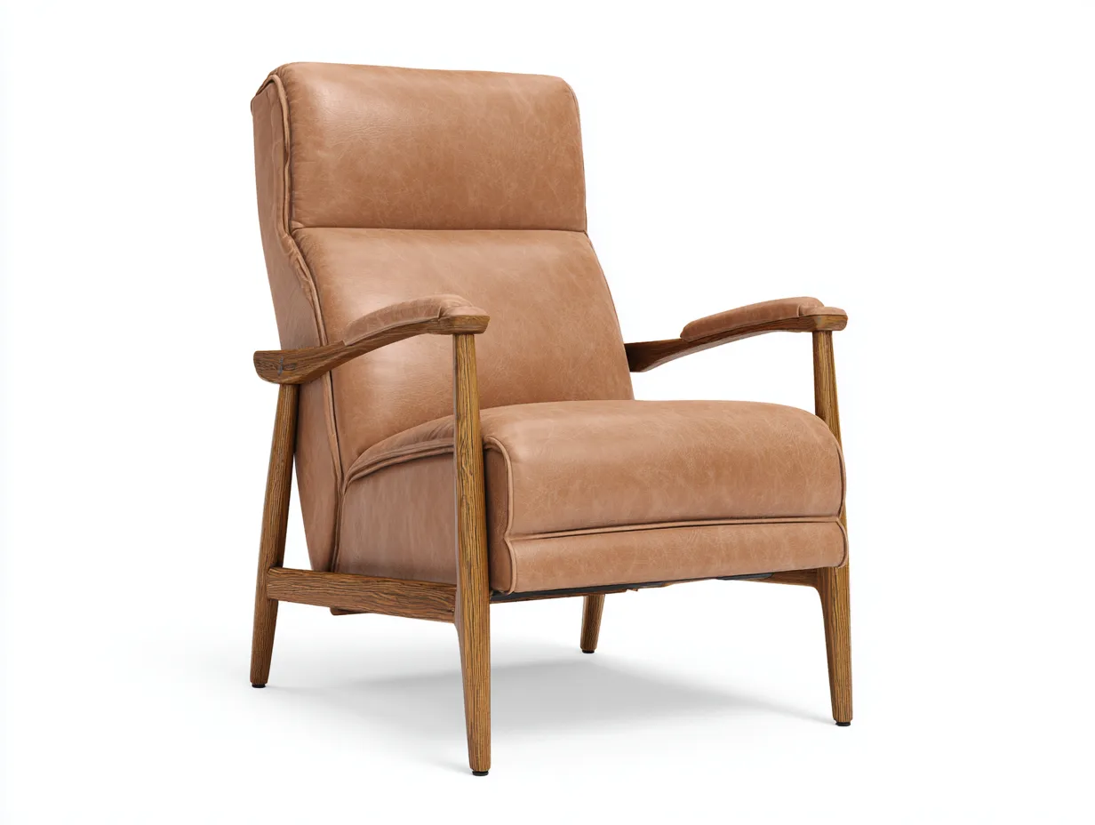 Fauteuil inclinable en similicuir 75×88×101 cm - marron clair et marron - style rétro pour salon-Kaluxmohome