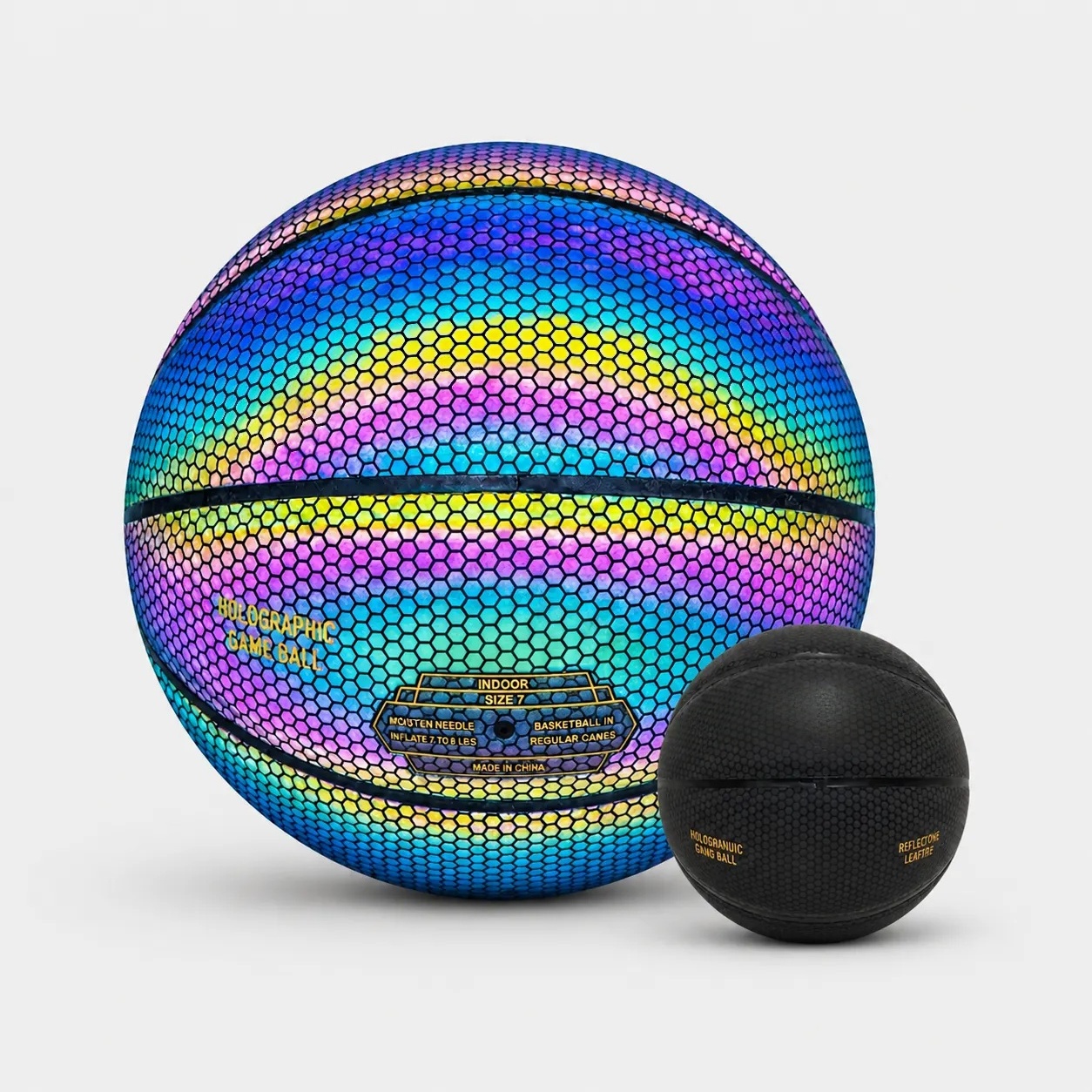 Reflective Holographic Soccer Ball Size 5 - Luminous PU Leather for Flash Photos & Videos (Pump Included)
