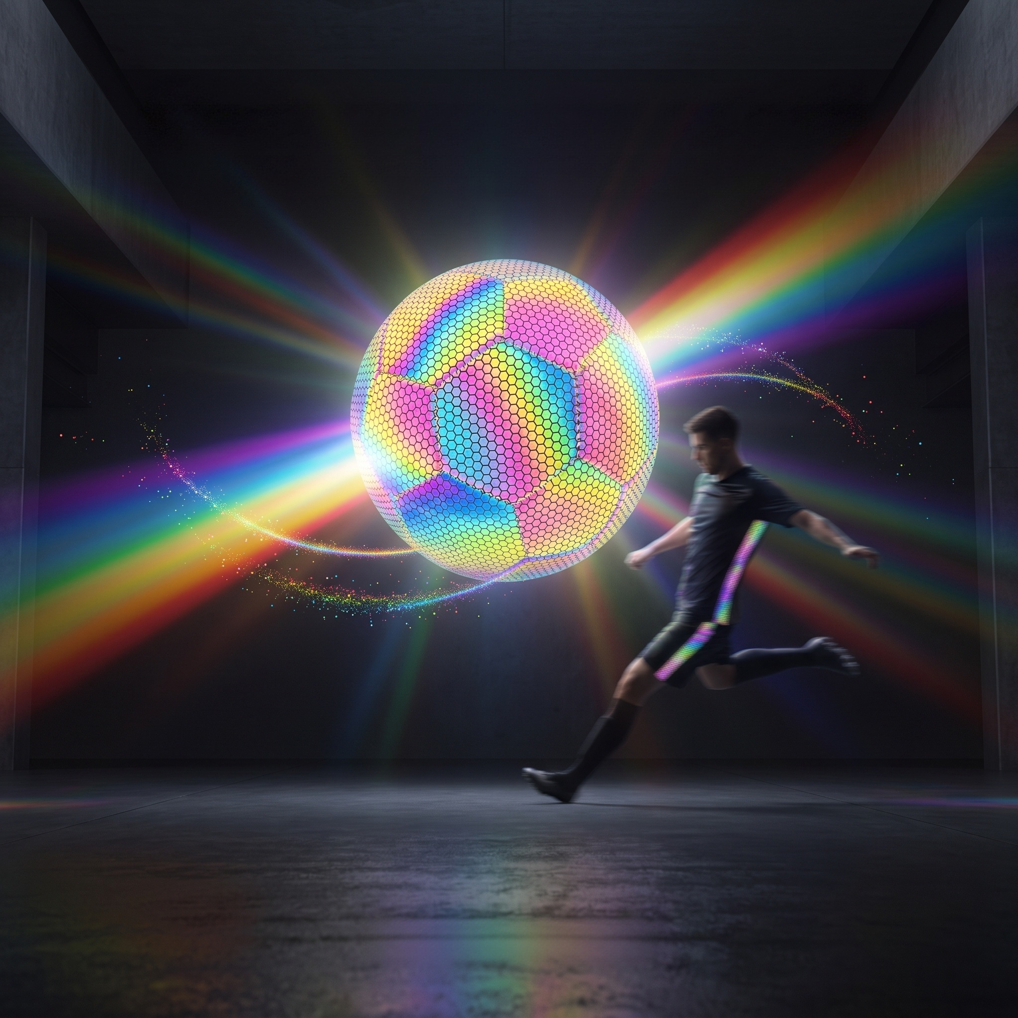 Reflective Holographic Soccer Ball Size 5 - Luminous PU Leather for Flash Photos & Videos (Pump Included)