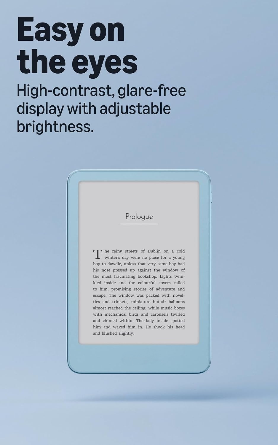 Portable EBook E-Reader, 6" Glare-Free E-Ink Display, Adjustable Warm Light, Support EPUB PDF TXT, Long Battery Life